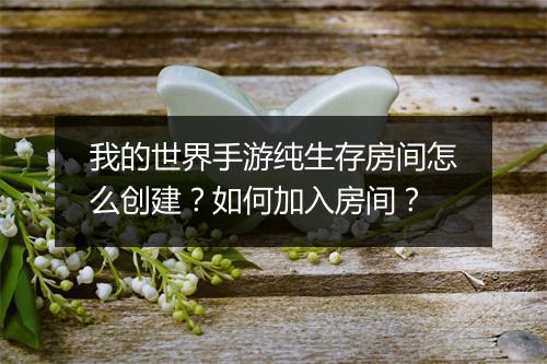 我的世界手游纯生存房间怎么创建?如何加入房间?