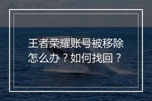 王者荣耀账号被移除怎么办?如何找回?