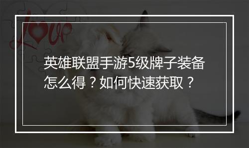 英雄联盟手游5级牌子装备怎么得?如何快速获取?