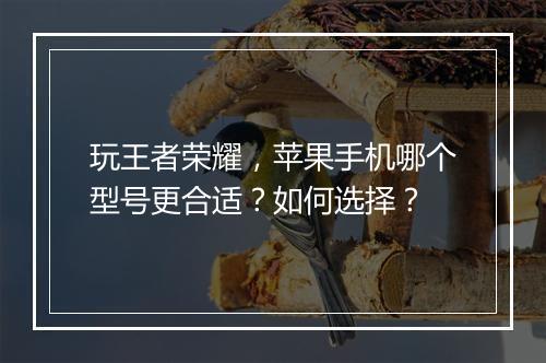 玩王者荣耀,苹果手机哪个型号更合适?如何选择?