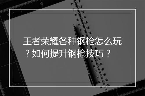 王者荣耀各种钢枪怎么玩?如何提升钢枪技巧?