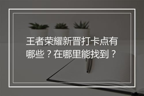 王者荣耀新晋打卡点有哪些?在哪里能找到?