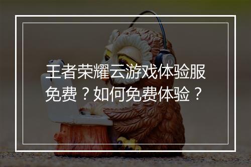 王者荣耀云游戏体验服免费?如何免费体验?