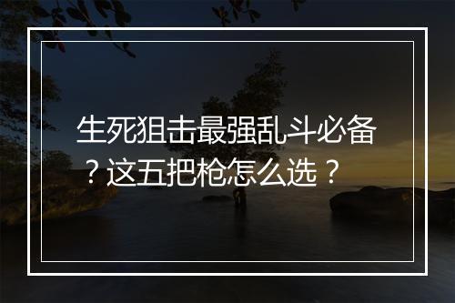 生死狙击最强乱斗必备?这五把枪怎么选?