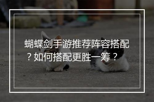 蝴蝶剑手游推荐阵容搭配?如何搭配更胜一筹?