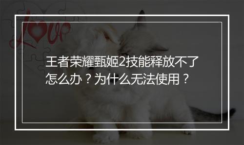 王者荣耀甄姬2技能释放不了怎么办?为什么无法使用?