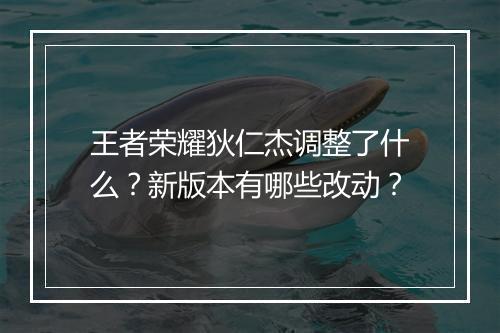 王者荣耀狄仁杰调整了什么?新版本有哪些改动?
