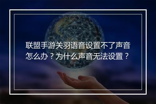 联盟手游关羽语音设置不了声音怎么办?为什么声音无法设置?