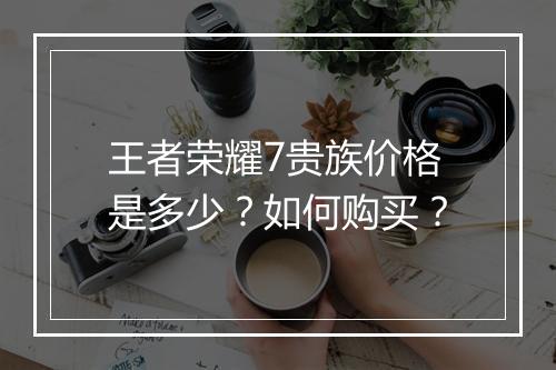 王者荣耀7贵族价格是多少?如何购买?