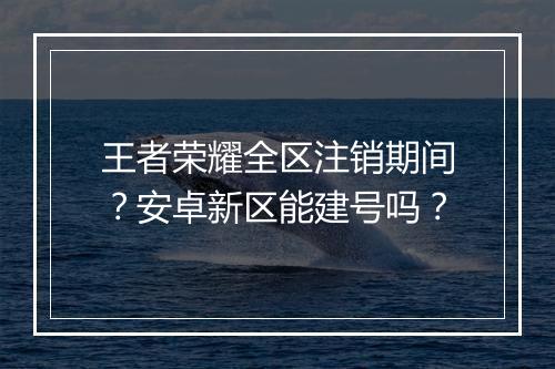 王者荣耀全区注销期间?安卓新区能建号吗?