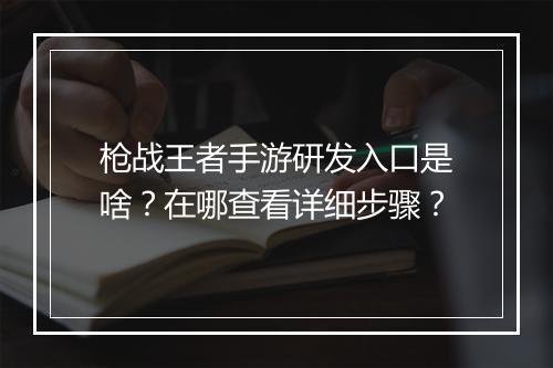 枪战王者手游研发入口是啥?在哪查看详细步骤?