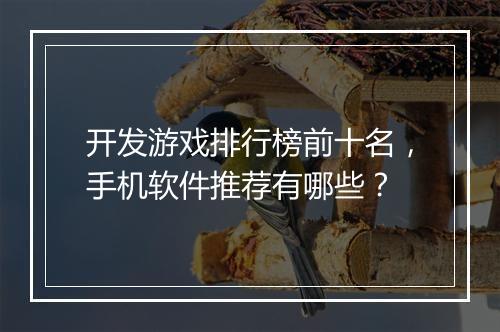开发游戏排行榜前十名,手机软件推荐有哪些?