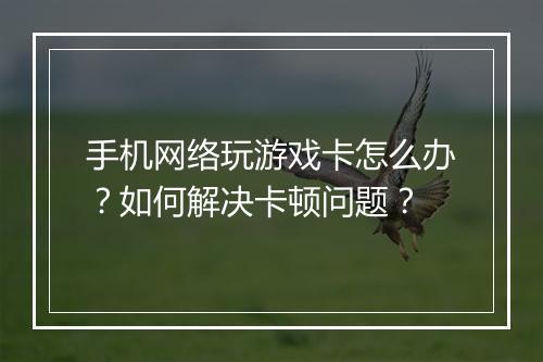 手机网络玩游戏卡怎么办?如何解决卡顿问题?