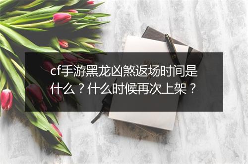 cf手游黑龙凶煞返场时间是什么?什么时候再次上架?