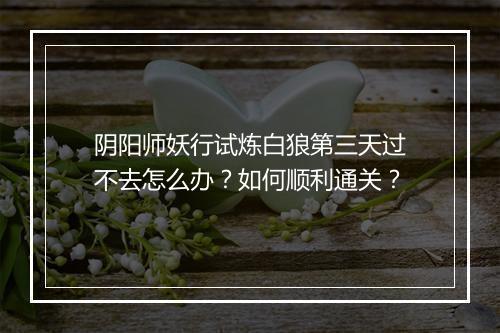 阴阳师妖行试炼白狼第三天过不去怎么办?如何顺利通关?