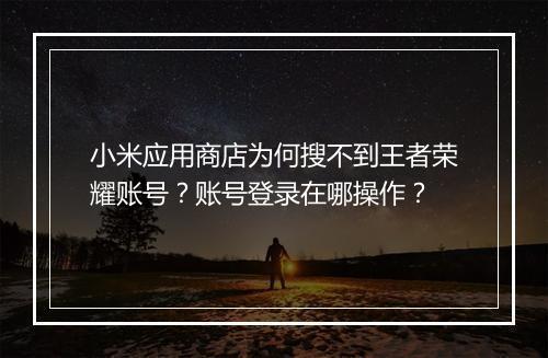 小米应用商店为何搜不到王者荣耀账号?账号登录在哪操作?