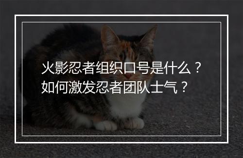 火影忍者组织口号是什么？如何激发忍者团队士气？