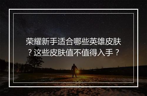荣耀新手适合哪些英雄皮肤？这些皮肤值不值得入手？