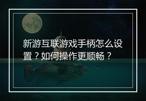 新游互联游戏手柄怎么设置?如何操作更顺畅?