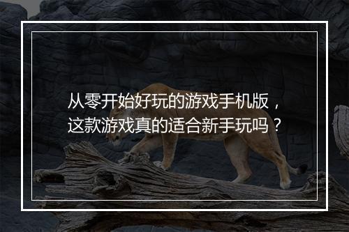 从零开始好玩的游戏手机版,这款游戏真的适合新手玩吗?