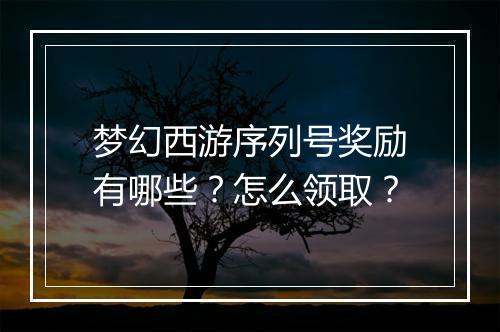 梦幻西游序列号奖励有哪些?怎么领取?