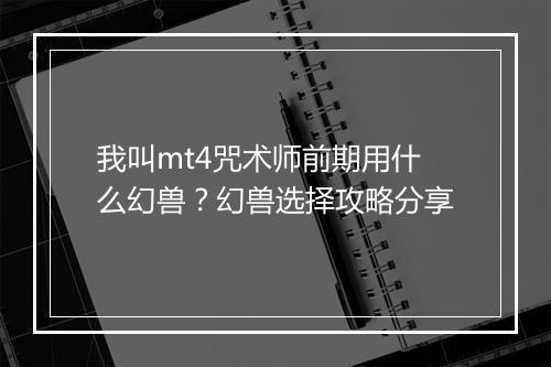 我叫mt4咒术师前期用什么幻兽?幻兽选择攻略分享