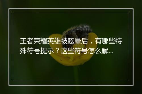 王者荣耀英雄被眩晕后,有哪些特殊符号提示?这些符号怎么解读?