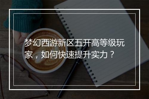梦幻西游新区五开高等级玩家,如何快速提升实力?