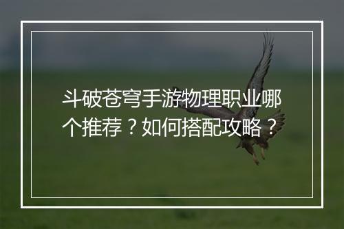 斗破苍穹手游物理职业哪个推荐?如何搭配攻略?