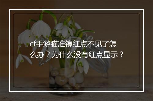 cf手游瞄准镜红点不见了怎么办？为什么没有红点显示？