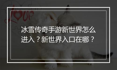 冰雪传奇手游新世界怎么进入？新世界入口在哪？