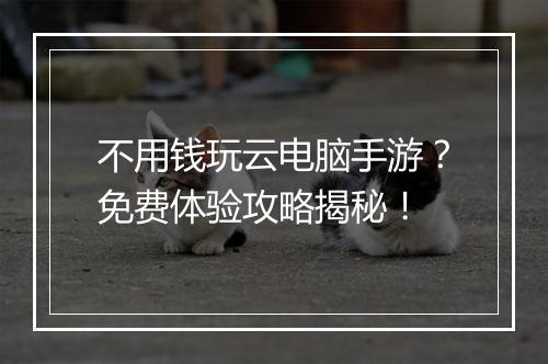 不用钱玩云电脑手游？免费体验攻略揭秘！
