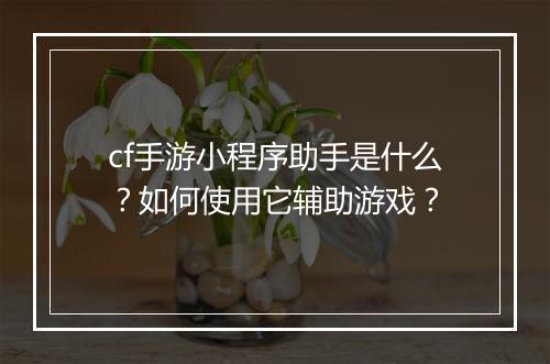 cf手游小程序助手是什么？如何使用它辅助游戏？