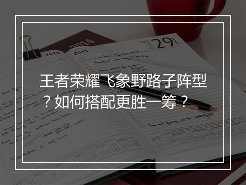 王者荣耀飞象野路子阵型？如何搭配更胜一筹？