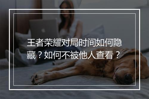 王者荣耀对局时间如何隐藏？如何不被他人查看？