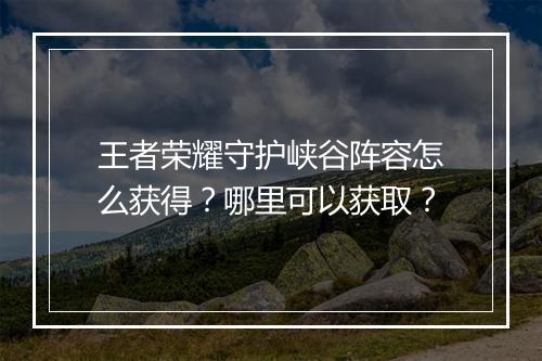 王者荣耀守护峡谷阵容怎么获得？哪里可以获取？