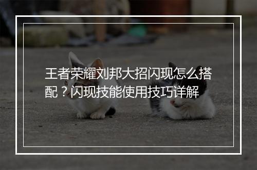 王者荣耀刘邦大招闪现怎么搭配？闪现技能使用技巧详解