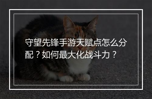 守望先锋手游天赋点怎么分配？如何最大化战斗力？