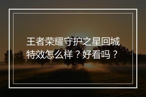 王者荣耀守护之星回城特效怎么样？好看吗？