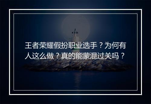 王者荣耀假扮职业选手？为何有人这么做？真的能蒙混过关吗？