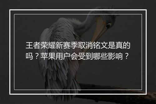王者荣耀新赛季取消铭文是真的吗？苹果用户会受到哪些影响？