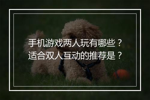 手机游戏两人玩有哪些？适合双人互动的推荐是？