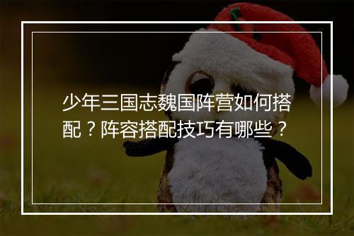 少年三国志魏国阵营如何搭配？阵容搭配技巧有哪些？