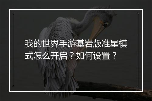 我的世界手游基岩版准星模式怎么开启？如何设置？