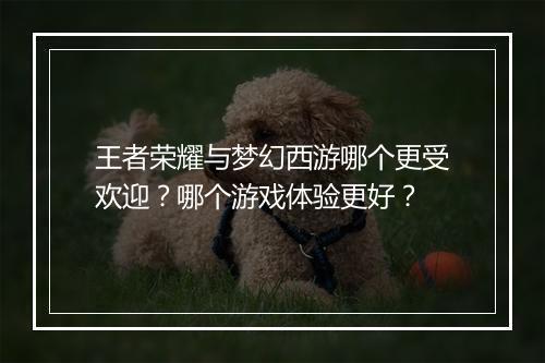 王者荣耀与梦幻西游哪个更受欢迎？哪个游戏体验更好？