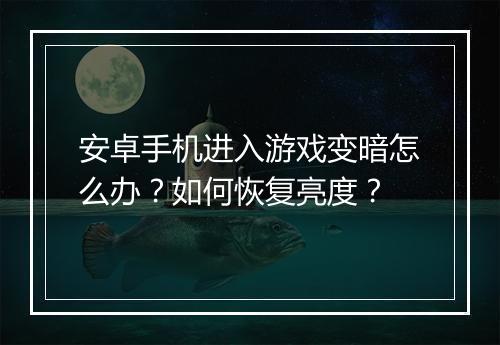 安卓手机进入游戏变暗怎么办？如何恢复亮度？