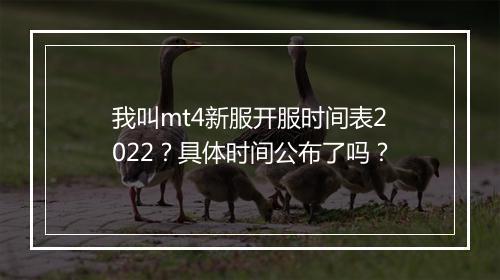 我叫mt4新服开服时间表2022？具体时间公布了吗？