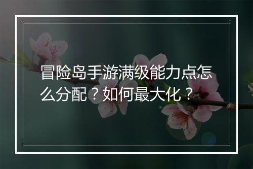 冒险岛手游满级能力点怎么分配？如何最大化？