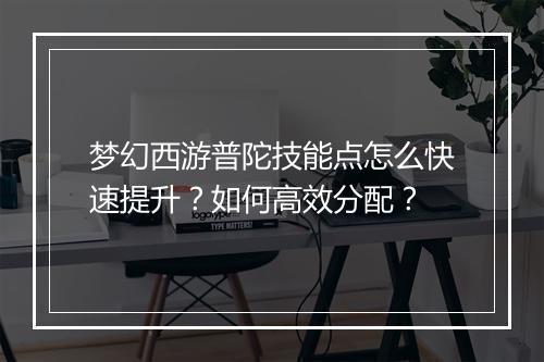 梦幻西游普陀技能点怎么快速提升？如何高效分配？