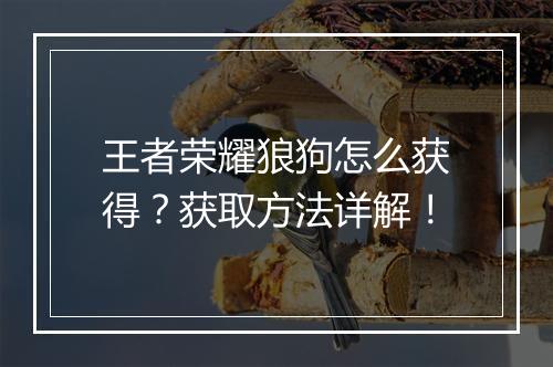 王者荣耀狼狗怎么获得？获取方法详解！